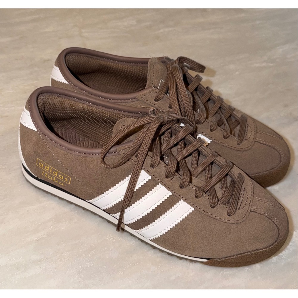 Adidas Italia Brown Suede White Stripes Low Top Sneakers Mens Shoes